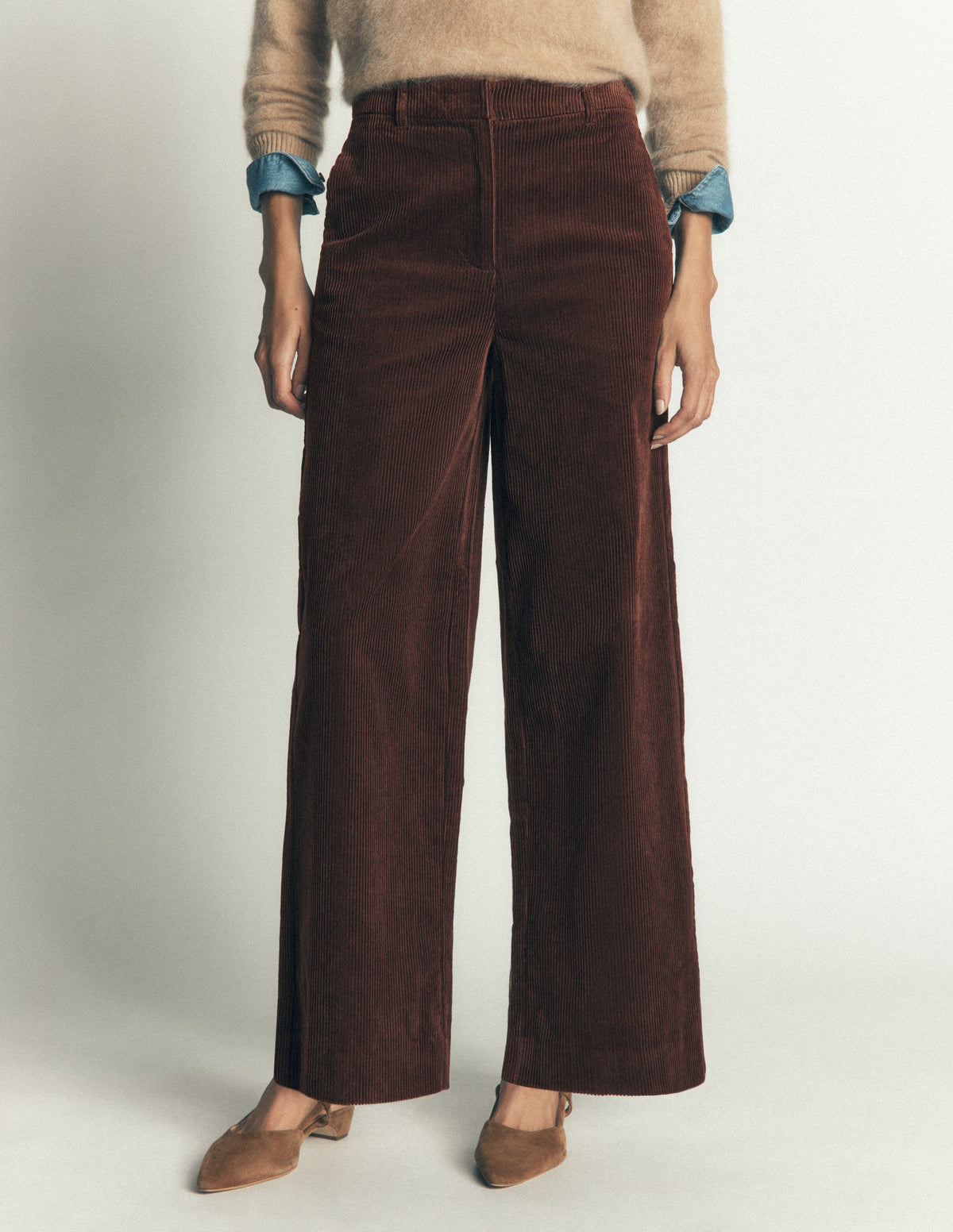 Belgravia Chunky Cord Trousers-Bitter Chocolate-4