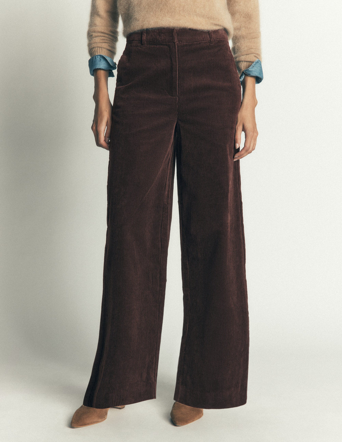 Belgravia Chunky Cord Trousers-Bitter Chocolate-4