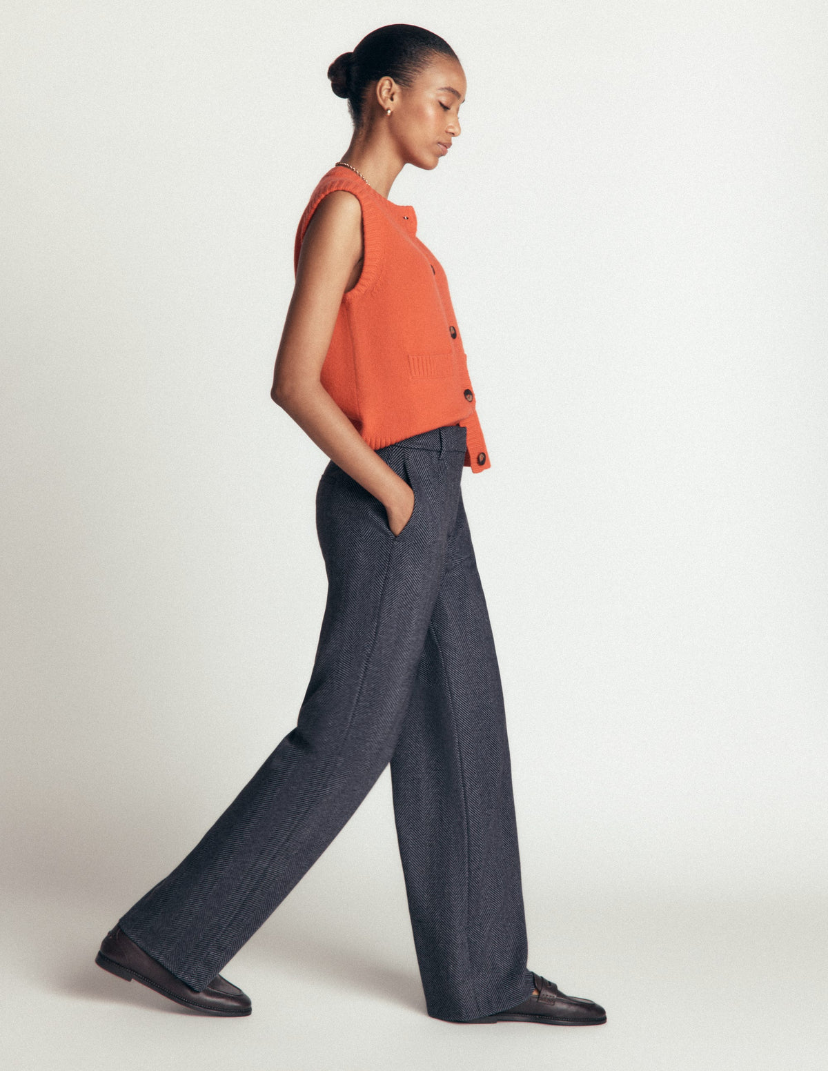 Belgravia Wool Blend Trousers-Blue Herringbone-4