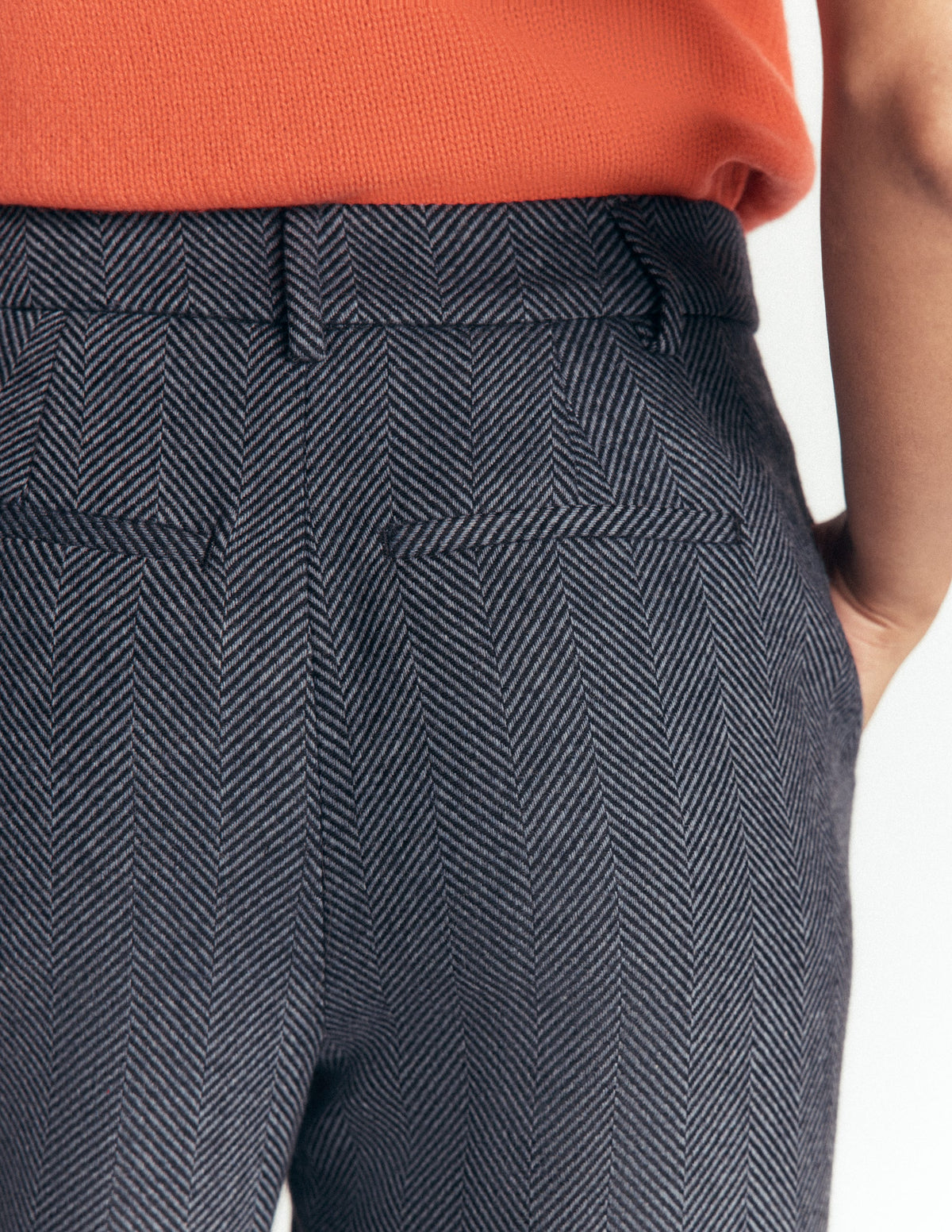 Belgravia Wool Blend Trousers-Blue Herringbone - Image 6