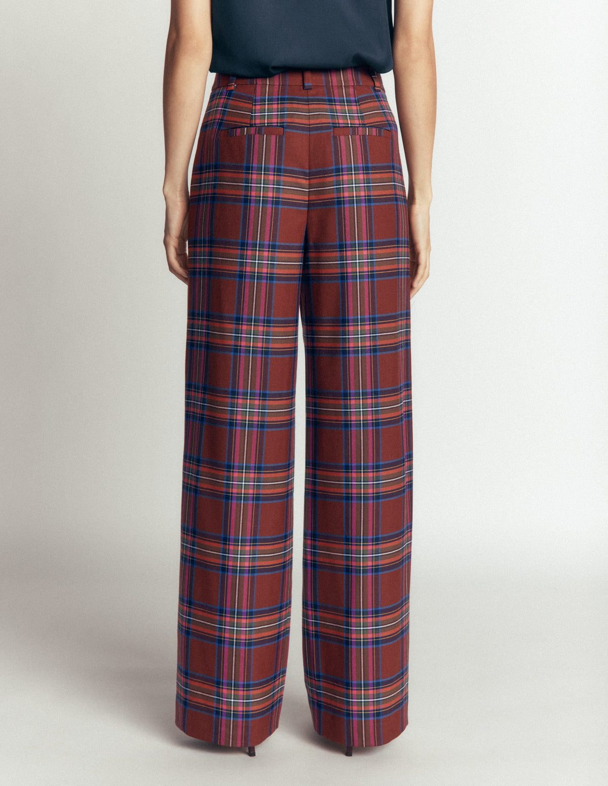 Belgravia Wool Blend Trousers-Brown, Blue, and Pink Check - Image 3