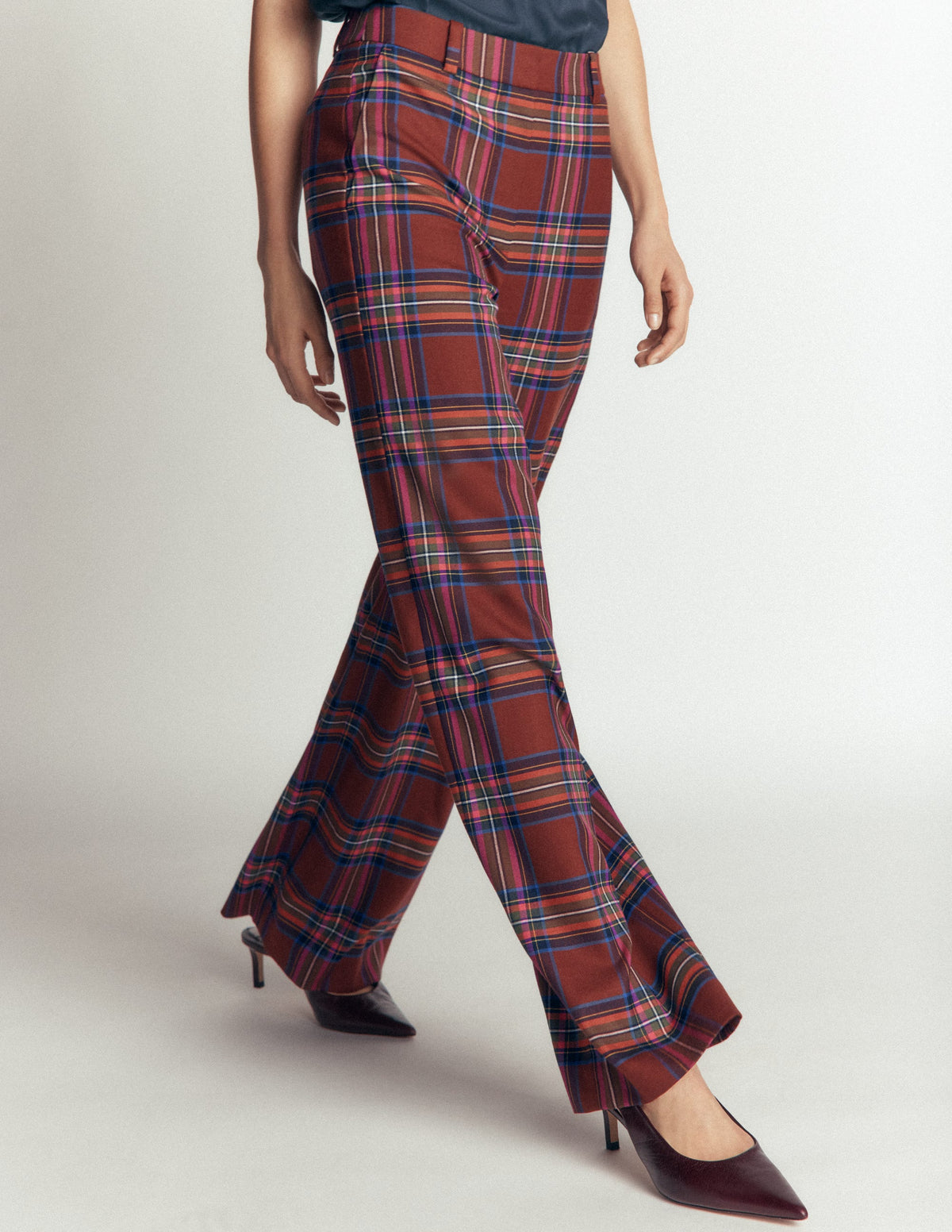 Belgravia Wool Blend Trousers-Brown, Blue, and Pink Check-5