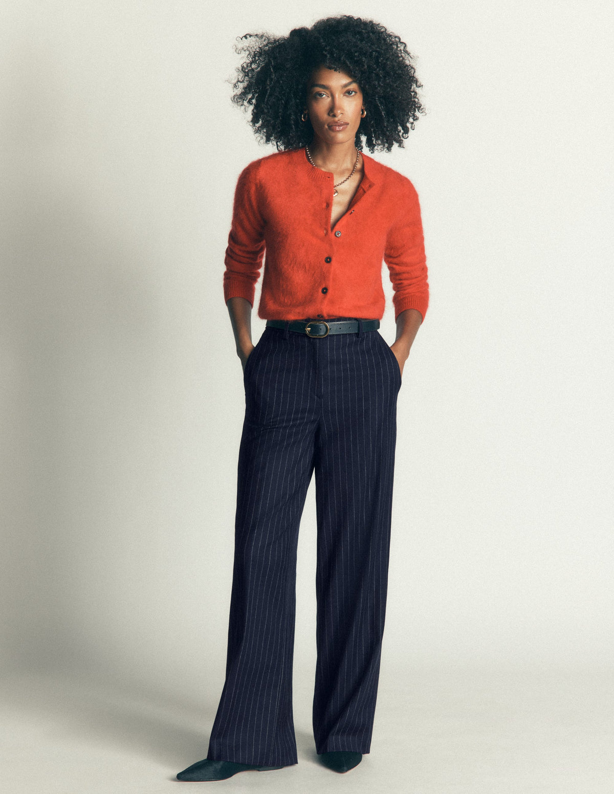 Belgravia Wool Blend Trousers-Navy Pinstripe - Image 6