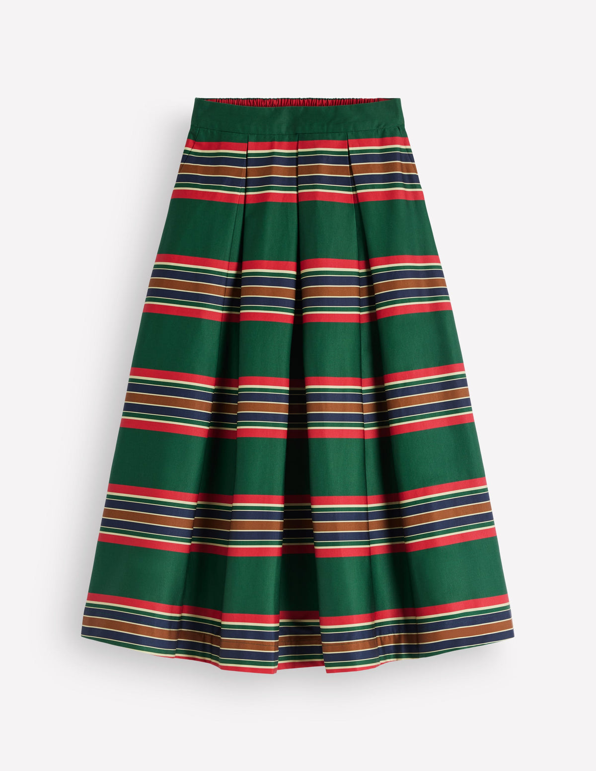 Verity  Cotton Sateen Skirt-Green, Collegic Stripe-6
