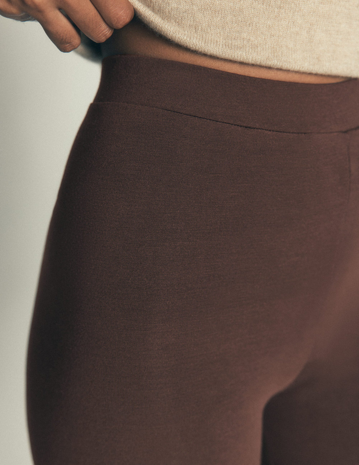 High Rise Jersey Leggings-Bitter Chocolate-2
