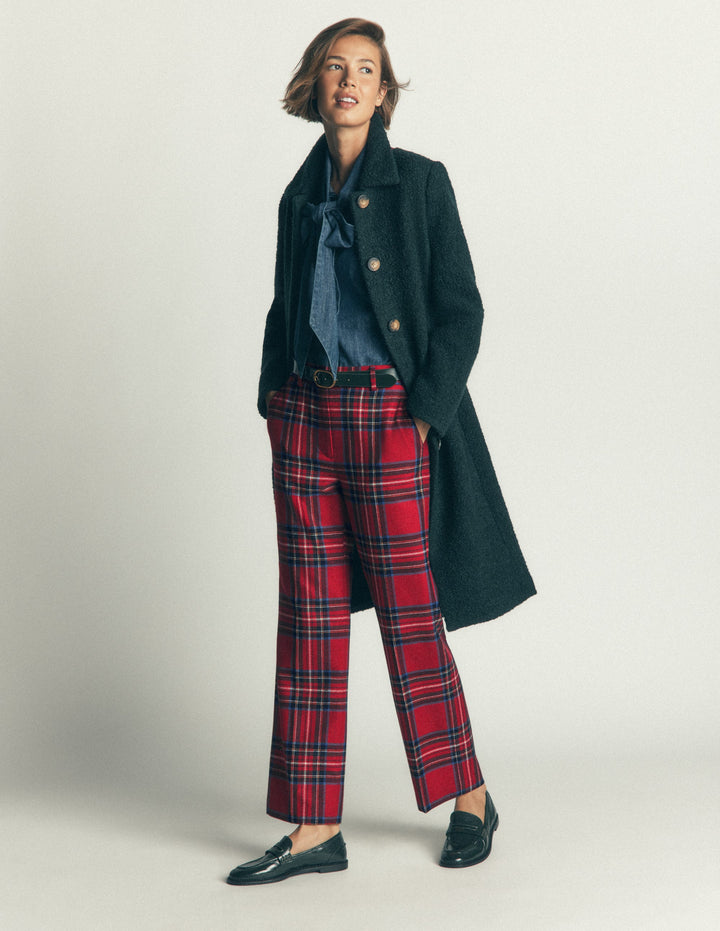 Canonbury Wool Blend Trousers-Red Check