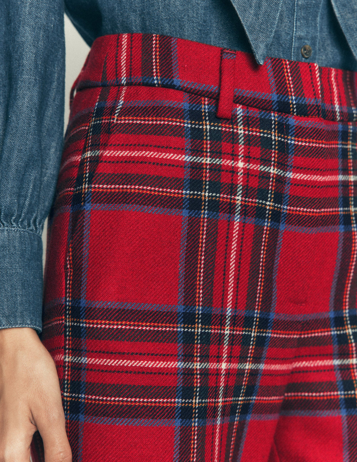 Canonbury Wool Blend Trousers-Red Check-3