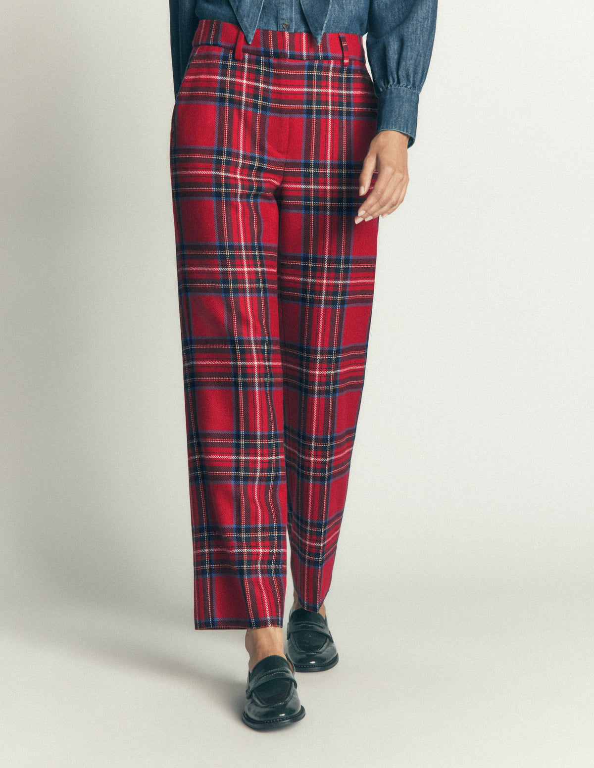 Canonbury Wool Blend Trousers-Red Check - Image 5