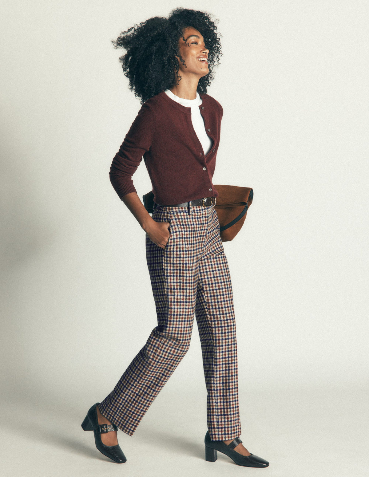 Canonbury Wool Blend Trousers-Ivory, Blue and Maroon Check-7