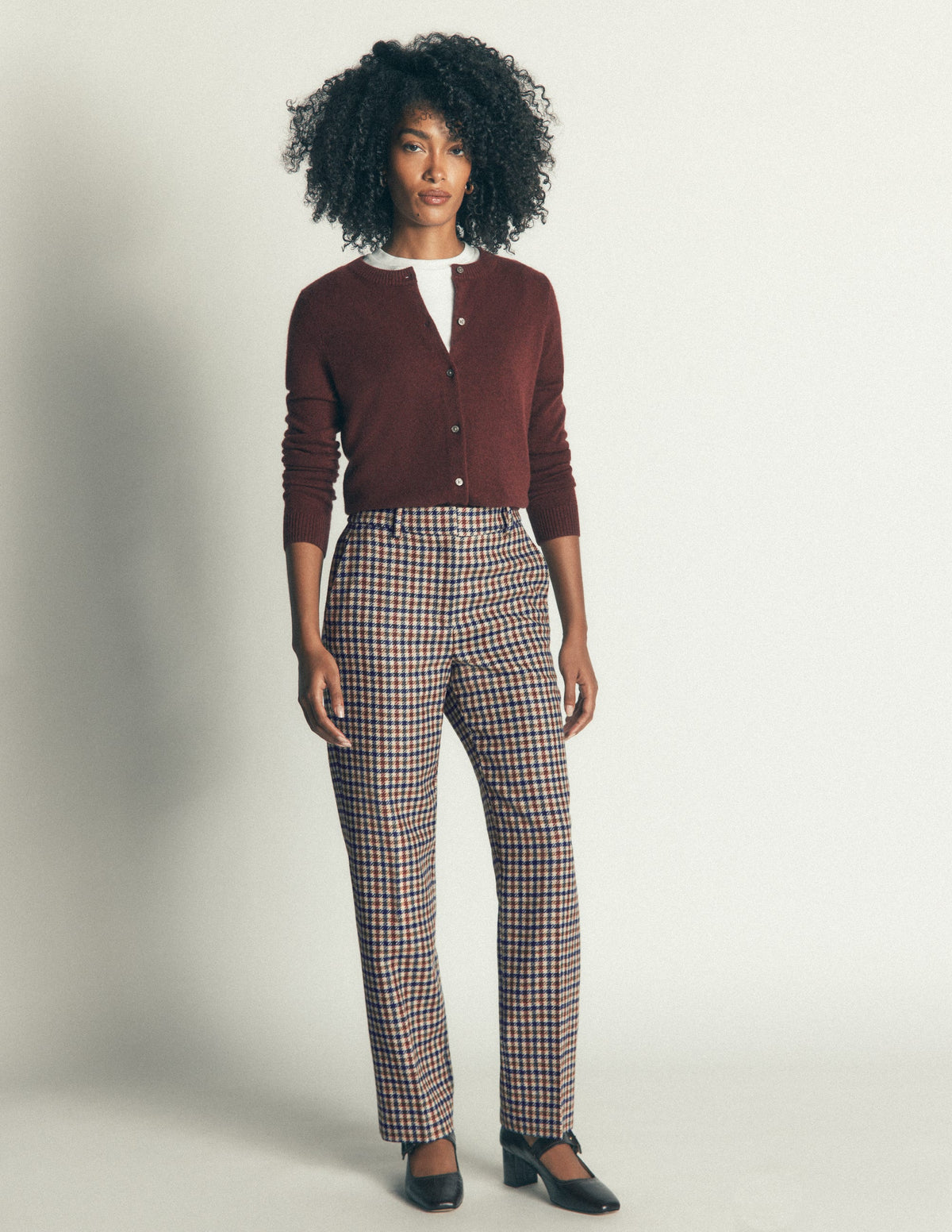 Canonbury Wool Blend Trousers-Ivory, Blue and Maroon Check-9