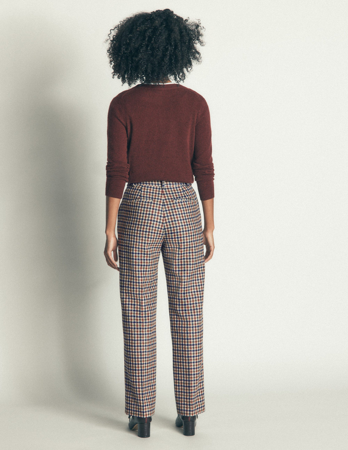 Canonbury Wool Blend Trousers-Ivory, Blue and Maroon Check - Image 10