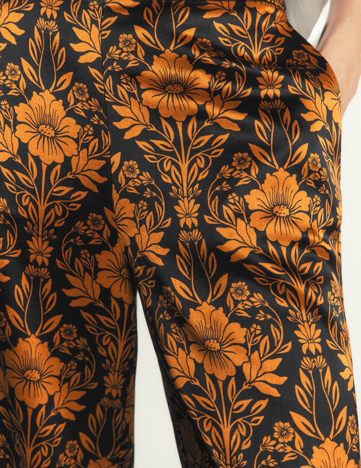 Feather Trim Trousers-Flourishing Sprig - Image 3