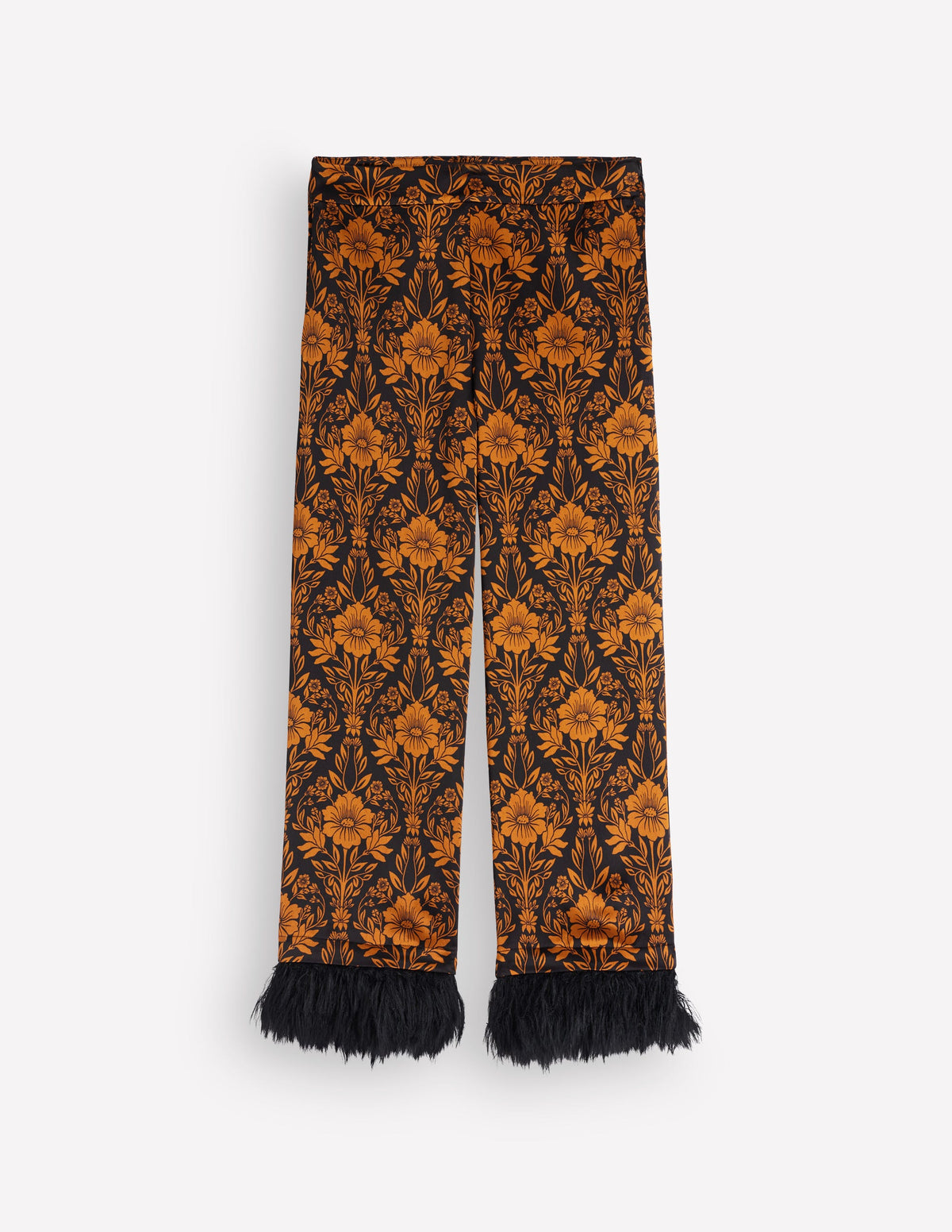 Feather Trim Trousers-Flourishing Sprig-7