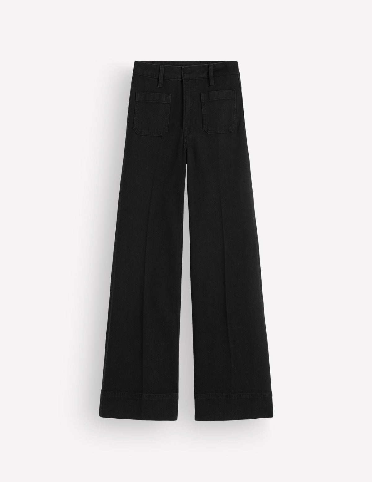 Patch Pocket Flare Jeans-Black-6