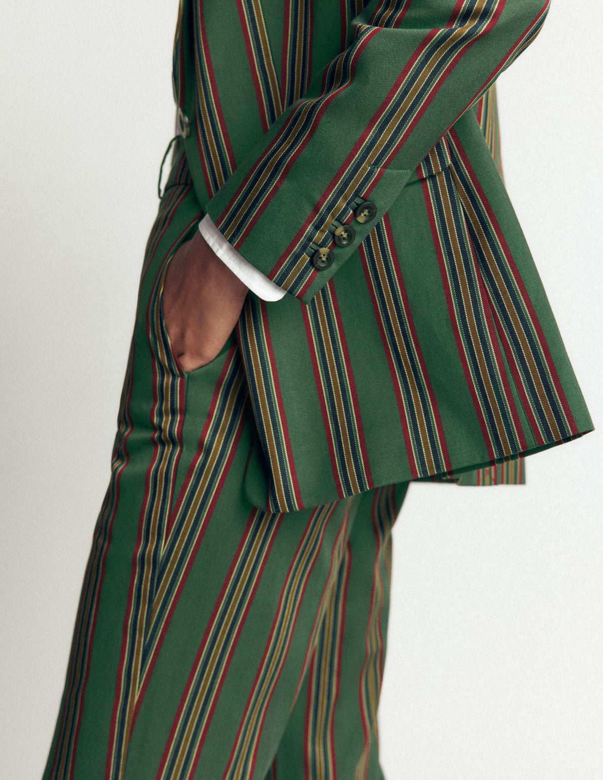 Canonbury Tailored Trousers-Green Stripe-3