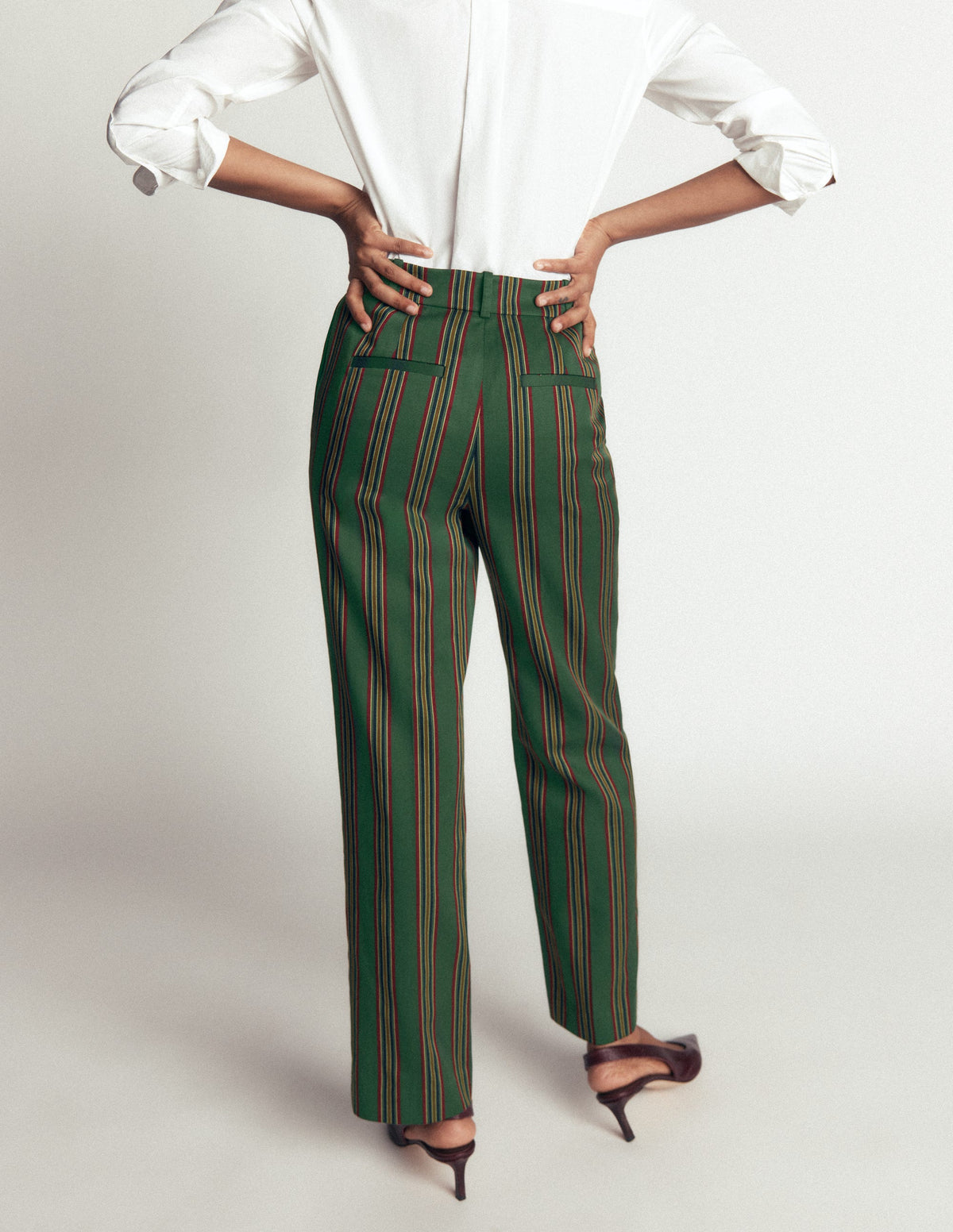 Canonbury Tailored Trousers-Green Stripe - Image 4