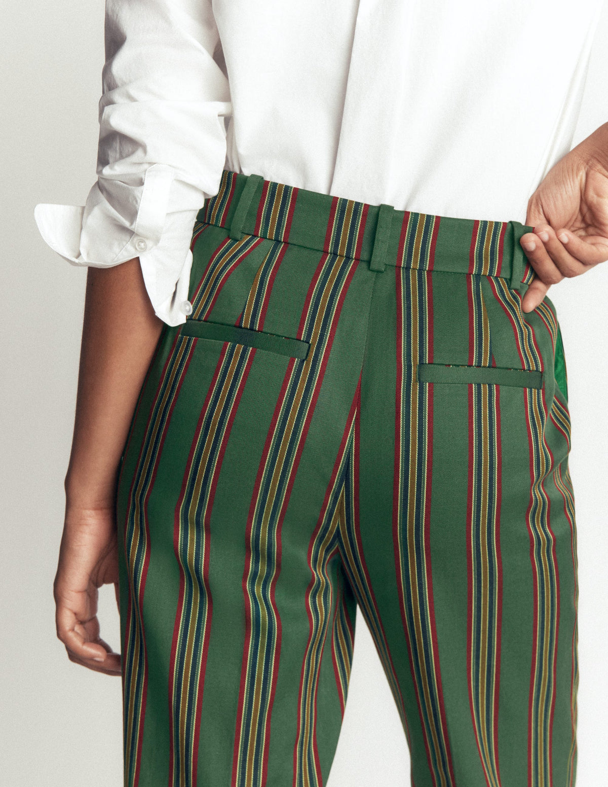 Canonbury Tailored Trousers-Green Stripe-6