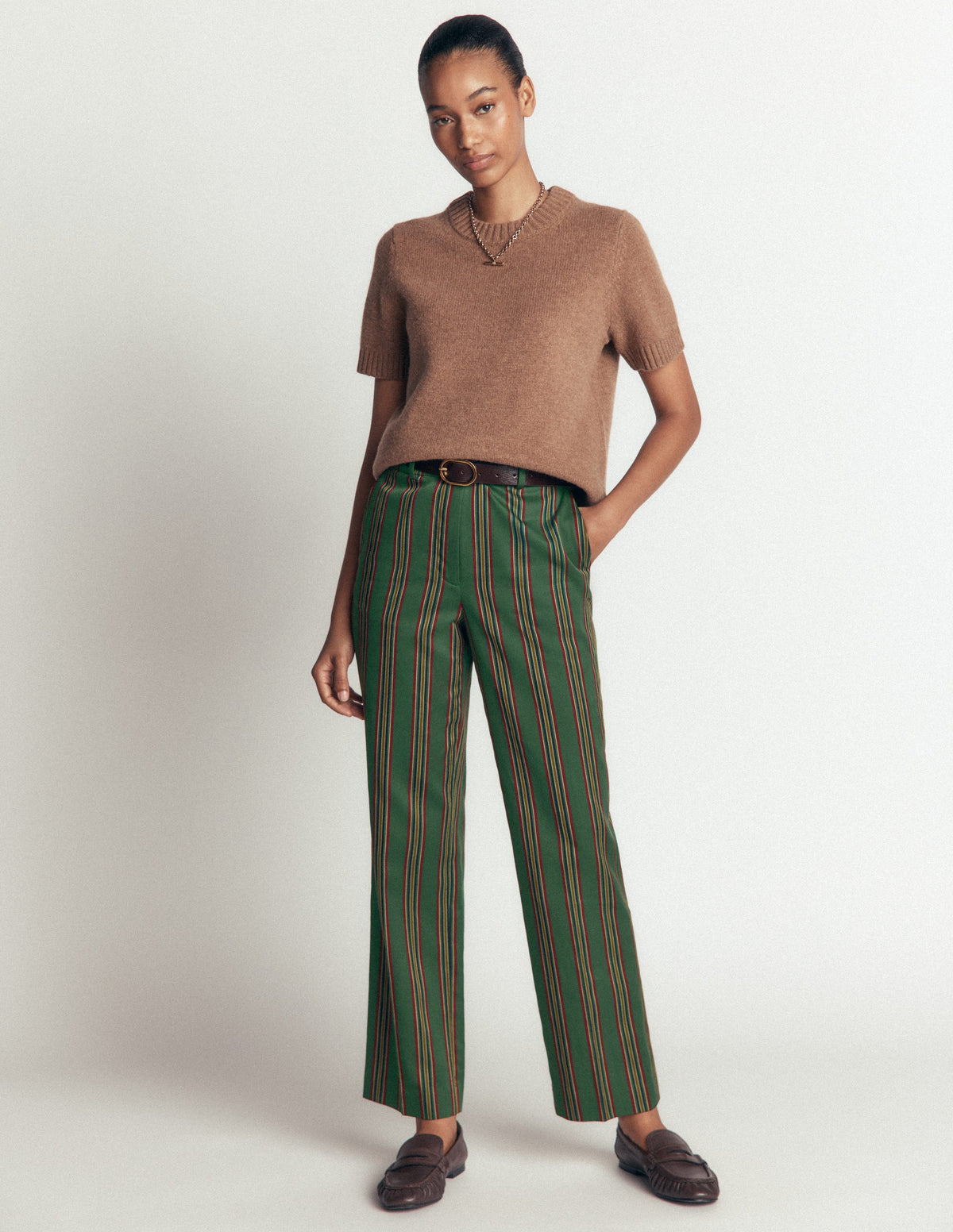Canonbury Tailored Trousers-Green Stripe-7