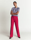 Straight Leg Ponte Trousers-Pomegranate