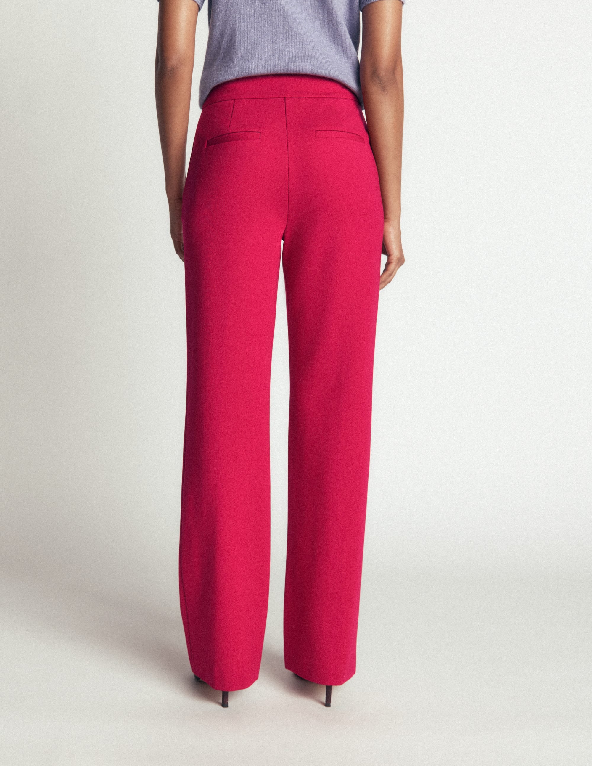 Straight Leg Ponte Trousers-Pomegranate - Image 3