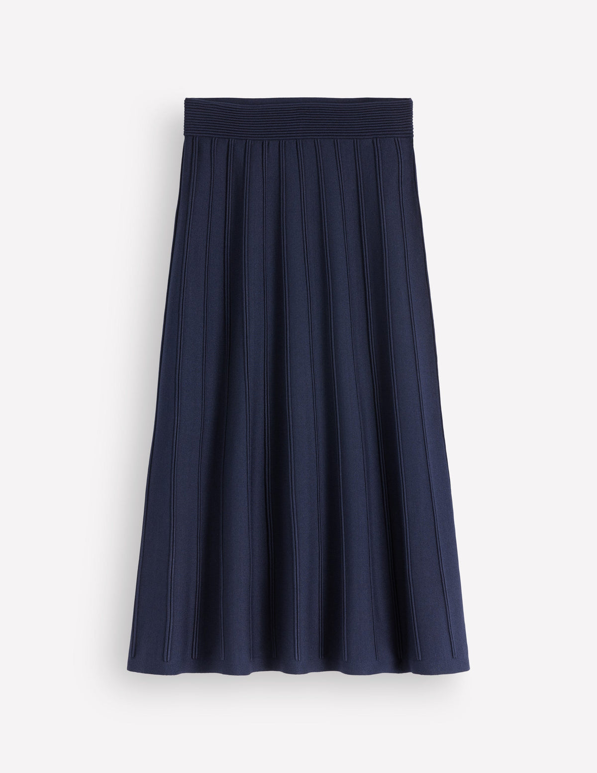 Ottoman Knitted Midi Skirt-Navy-7