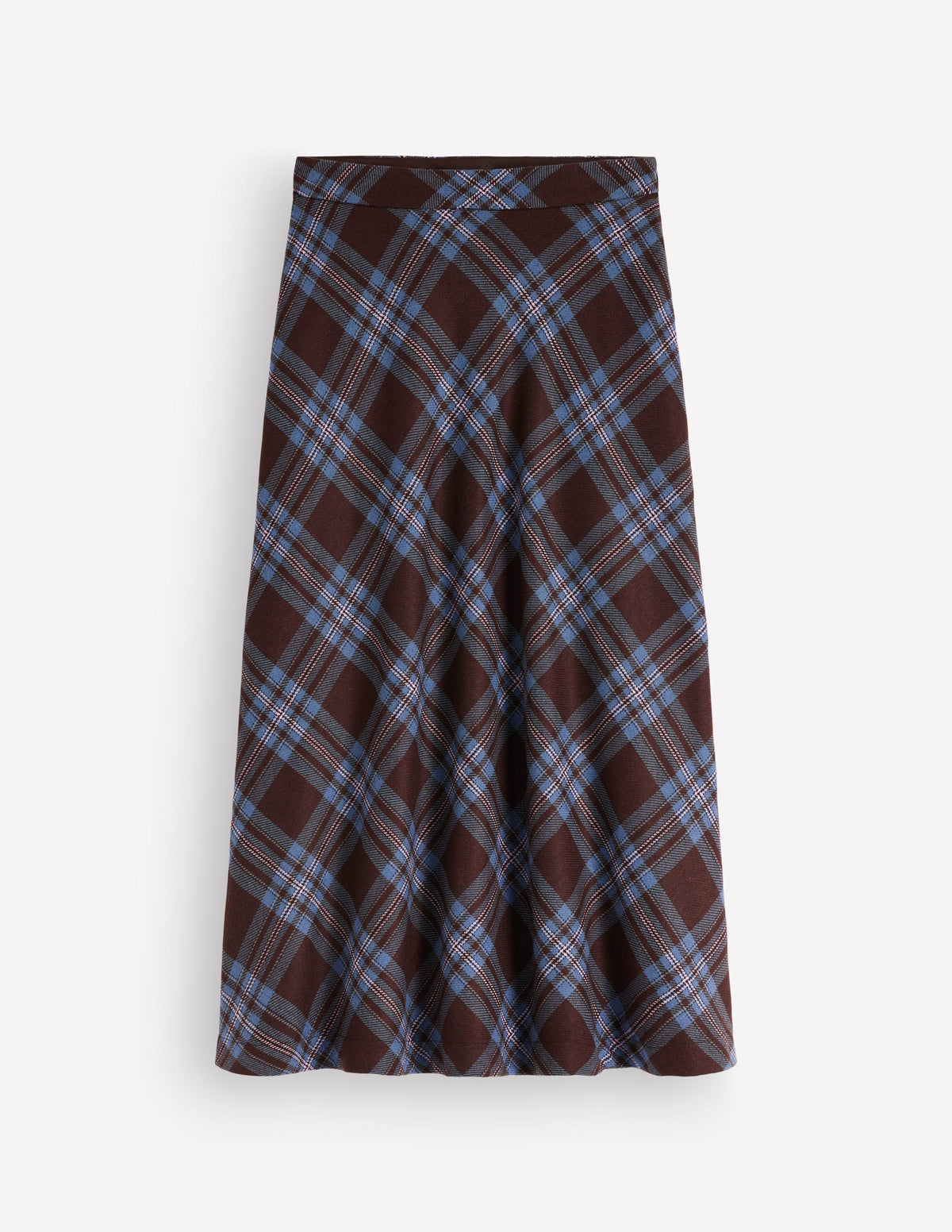 Wool Blend Slip Skirt-Brown Check-5