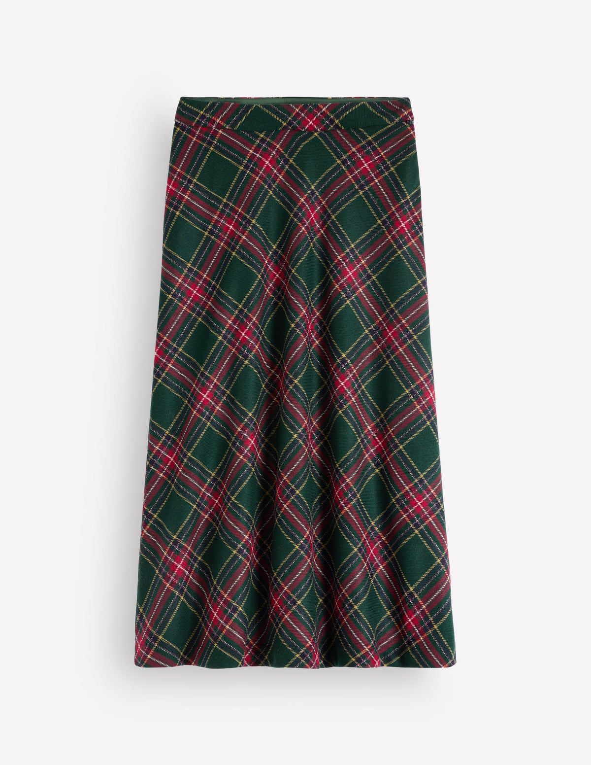 Wool Blend Slip Skirt-Green Check - Image 5