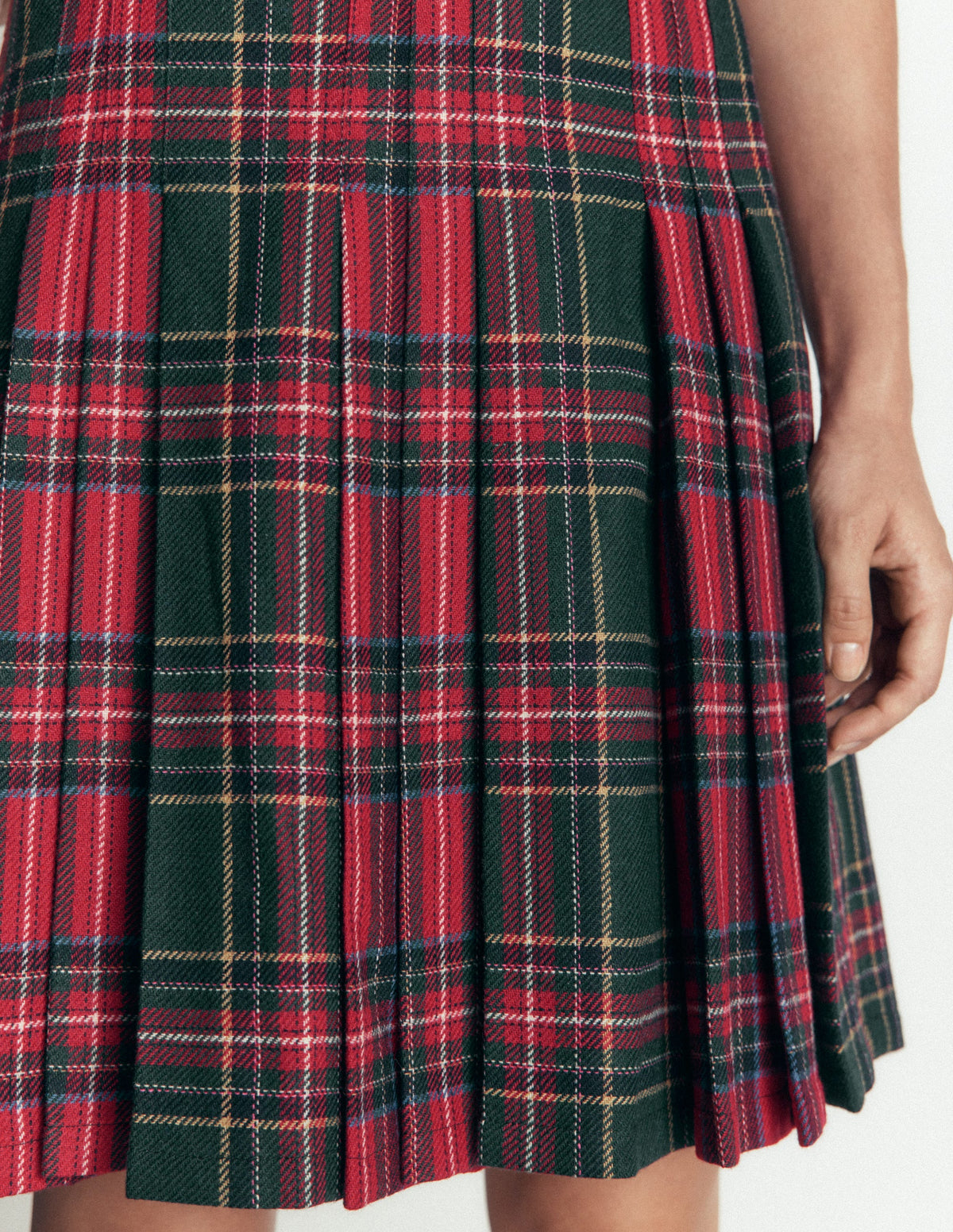 Multi Panel Wool Blend Skirt-RED/GREEN CHECK HOTCH-2