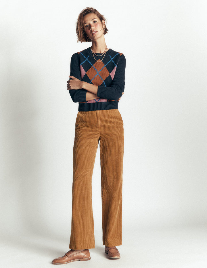 Fitzrovia Cord Column Trousers-Gingerbread