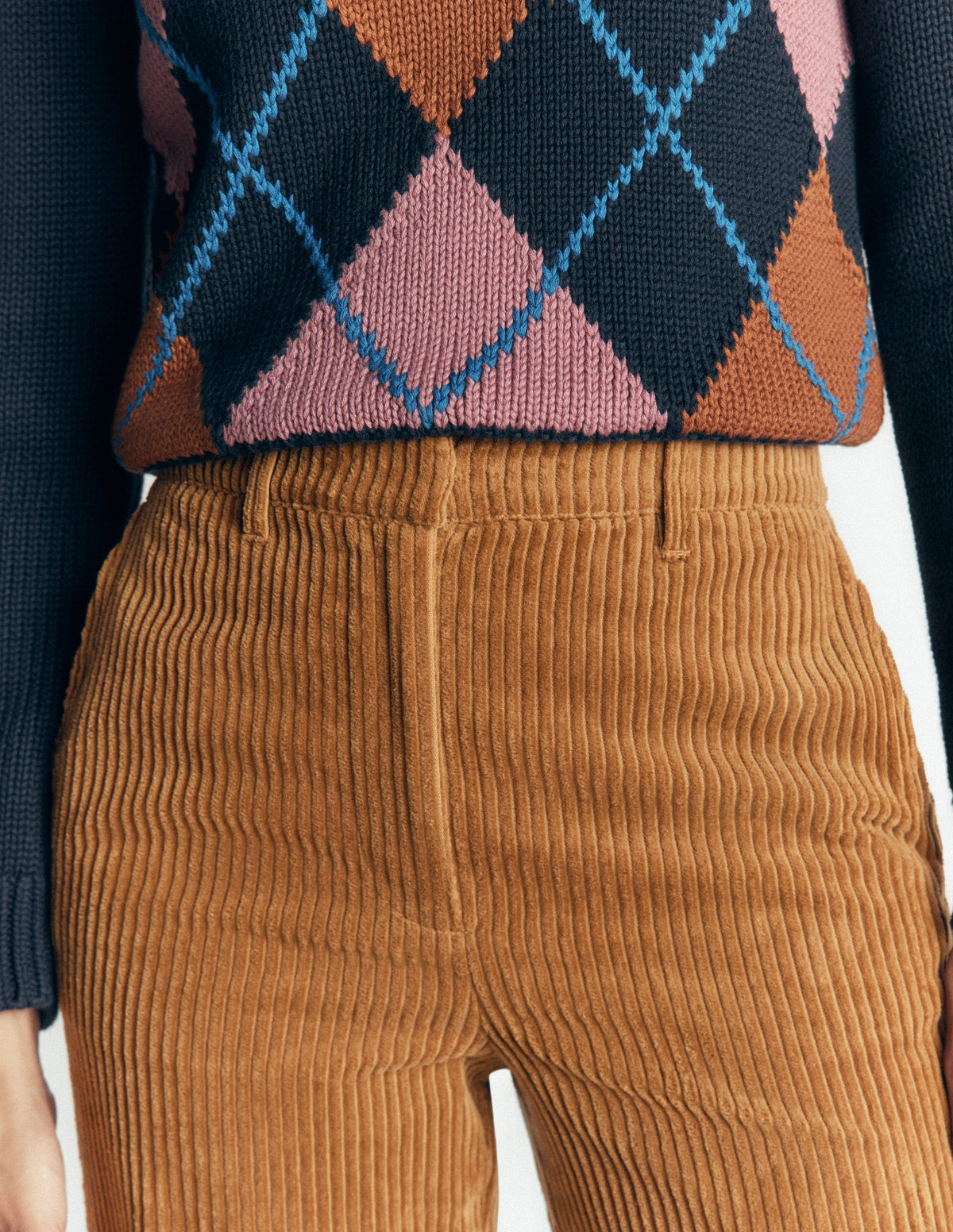 Fitzrovia Cord Column Trousers-Gingerbread-2