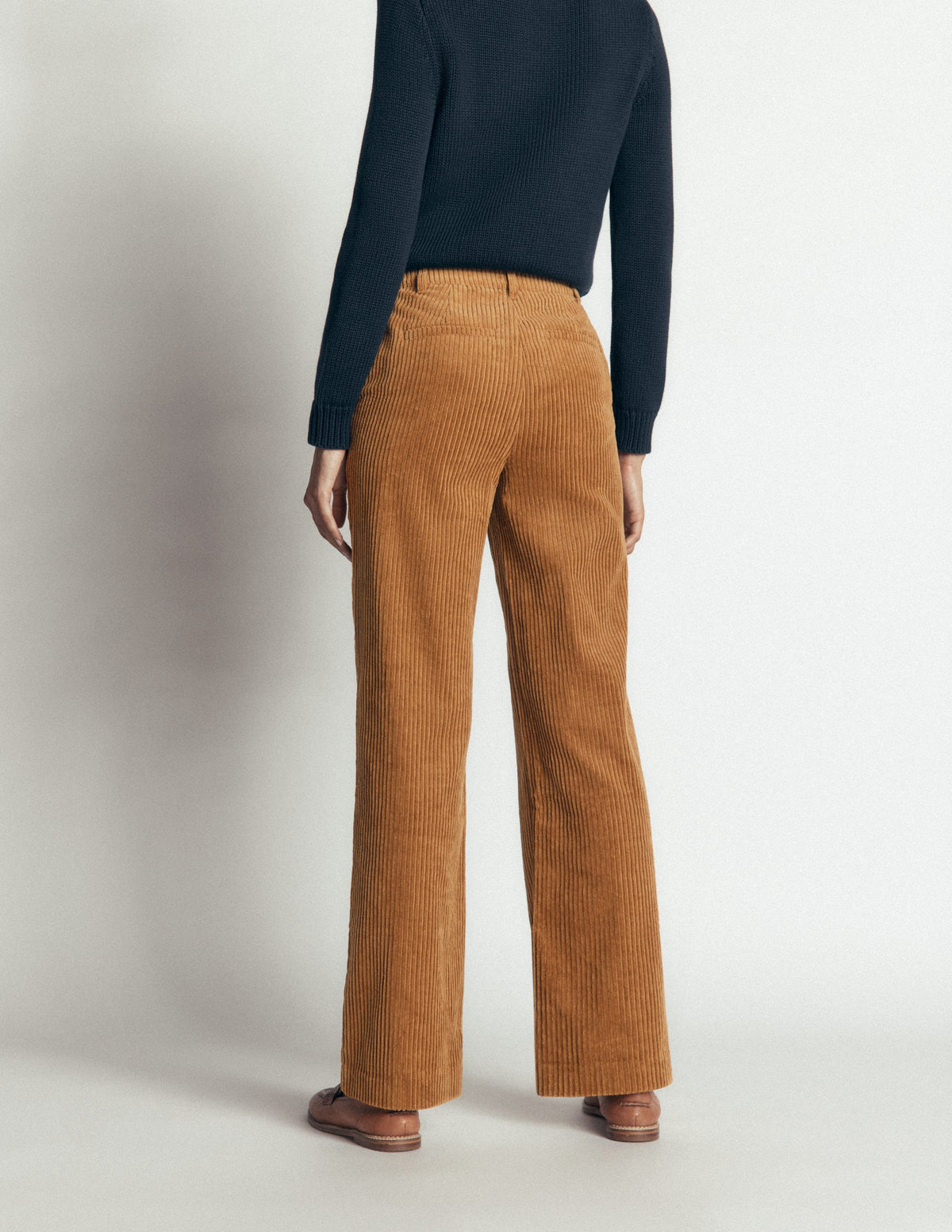 Fitzrovia Cord Column Trousers-Gingerbread-3