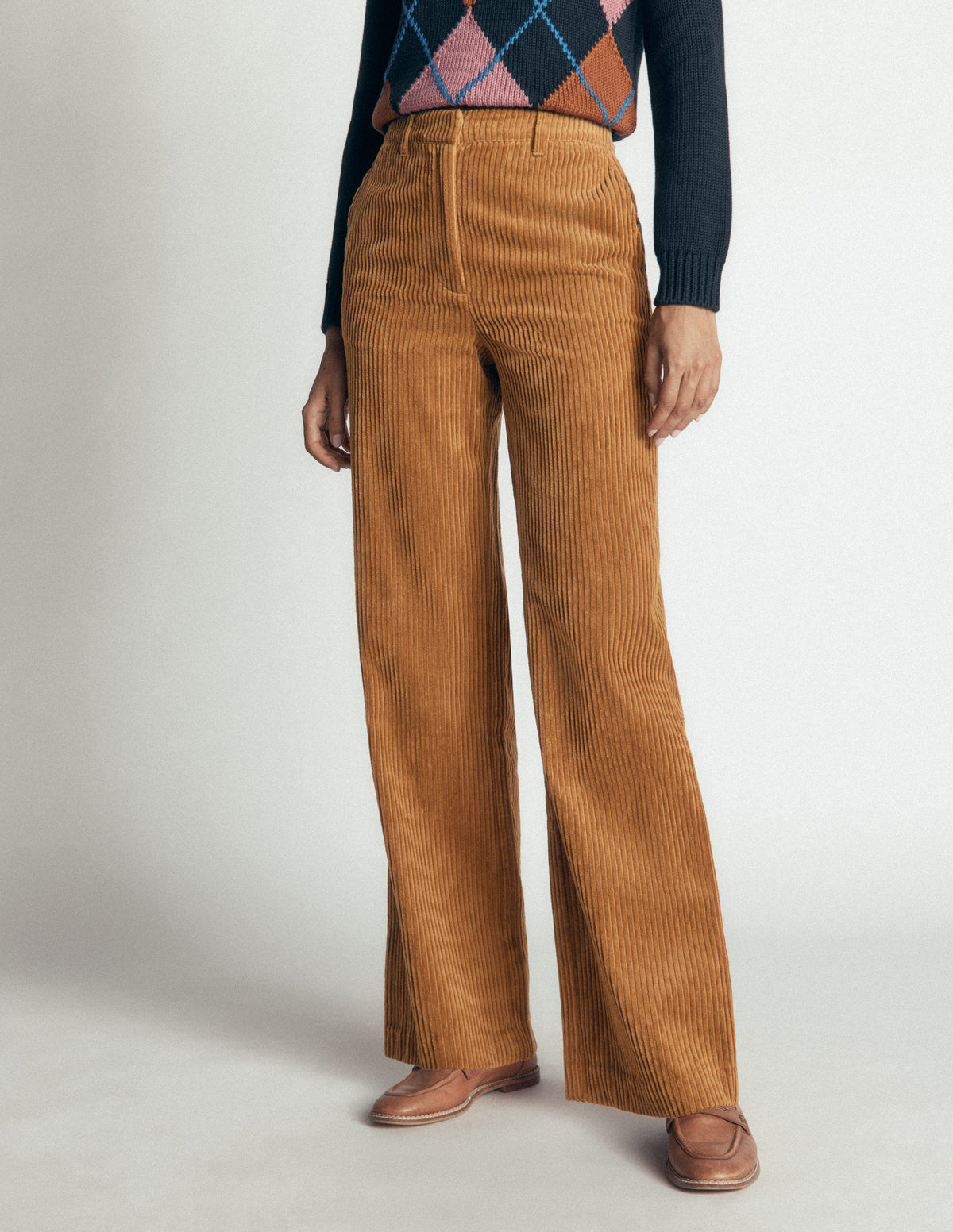 Fitzrovia Cord Column Trousers-Gingerbread - Image 4