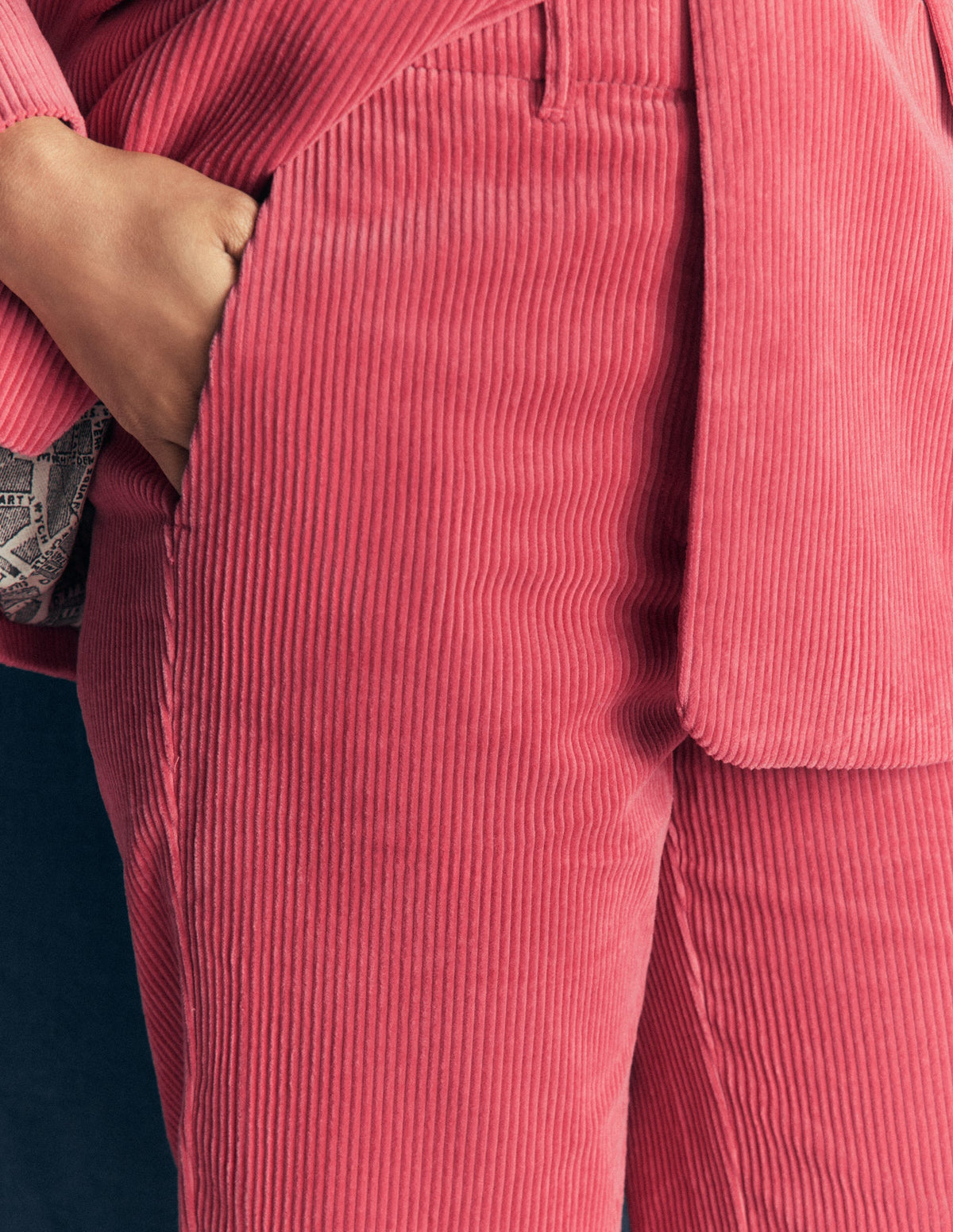 Fitzrovia Cord Column Trousers-Cherry Blush - Image 2