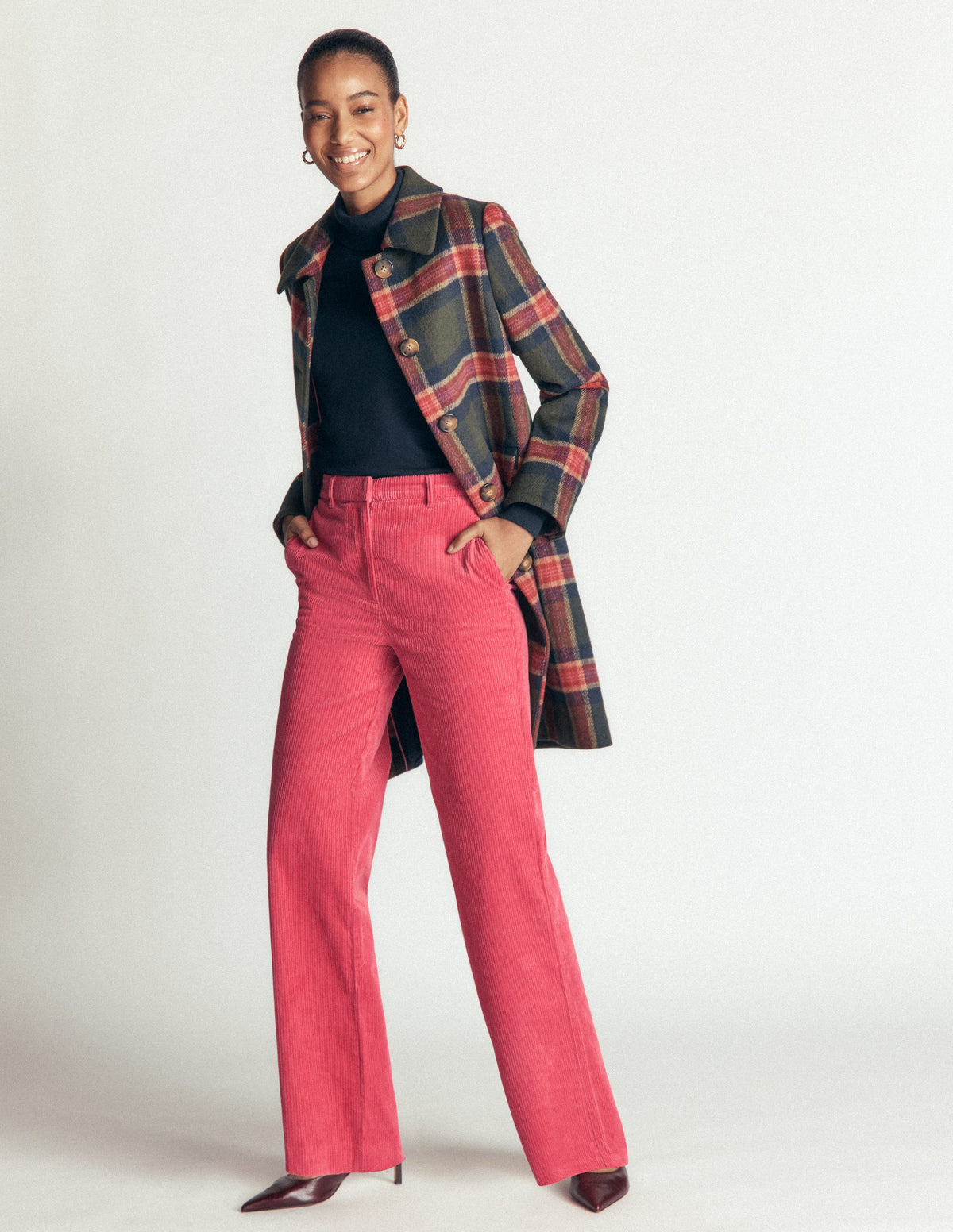 Fitzrovia Cord Column Trousers-Cherry Blush-6