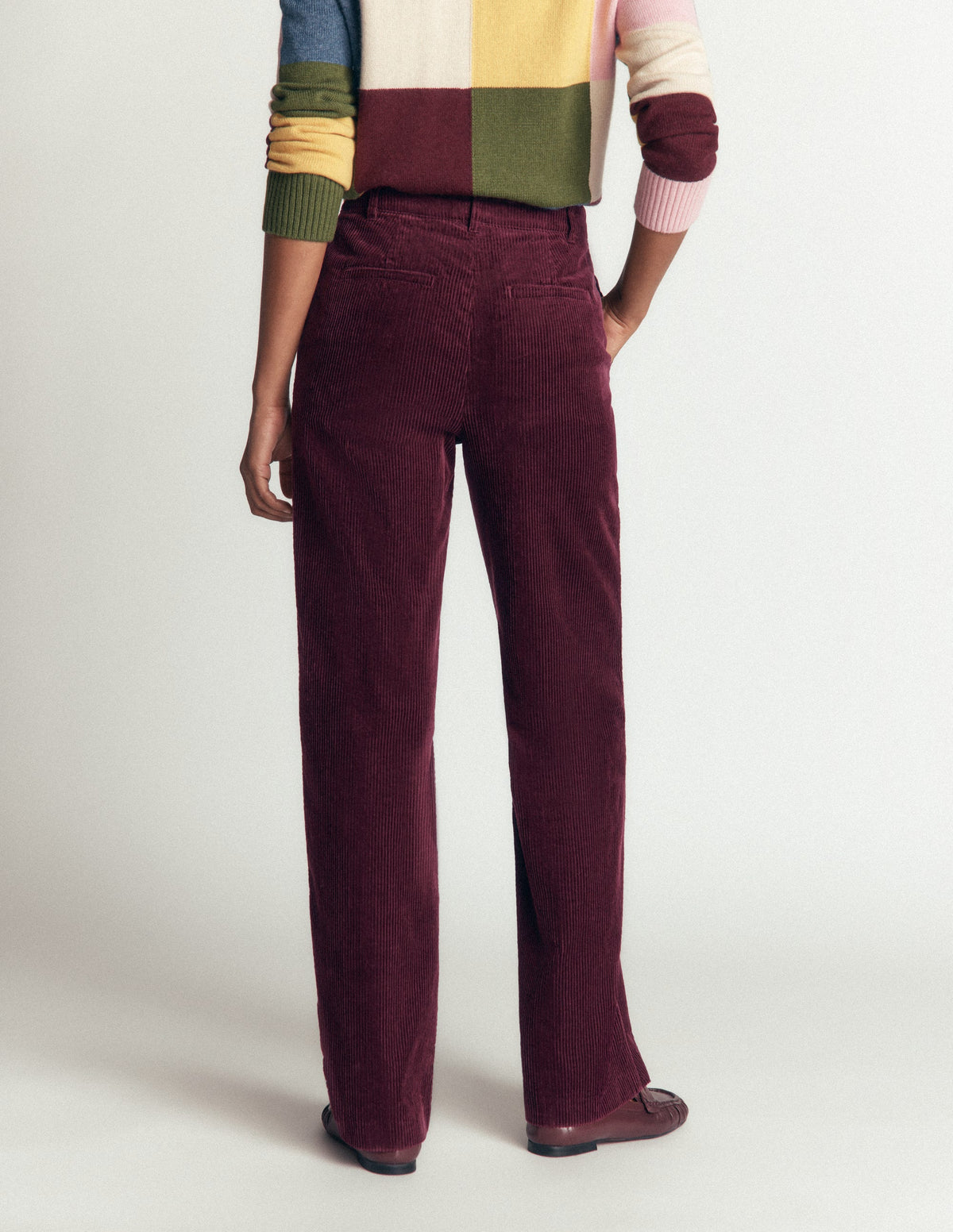 Fitzrovia Cord Column Trousers-Dark Cherry - Image 3