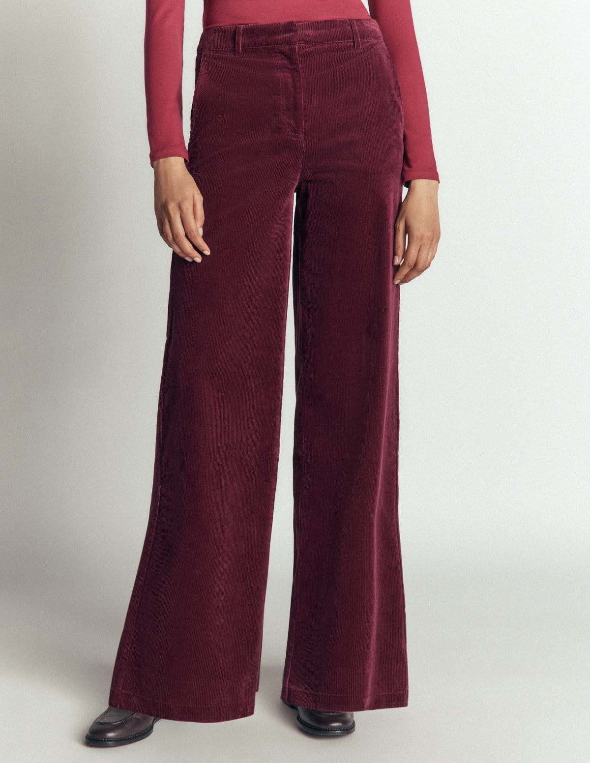 Belgravia Cord Trousers-Dark Crimson-4