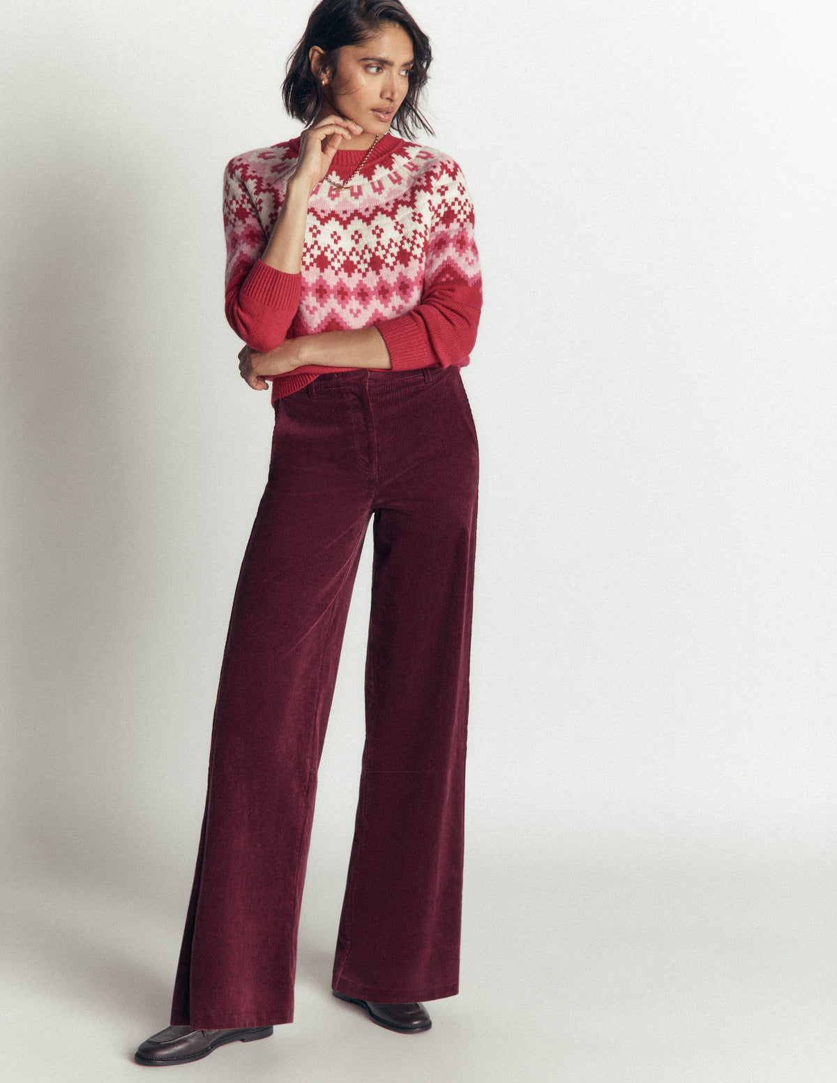 Belgravia Cord Trousers-Dark Crimson-7