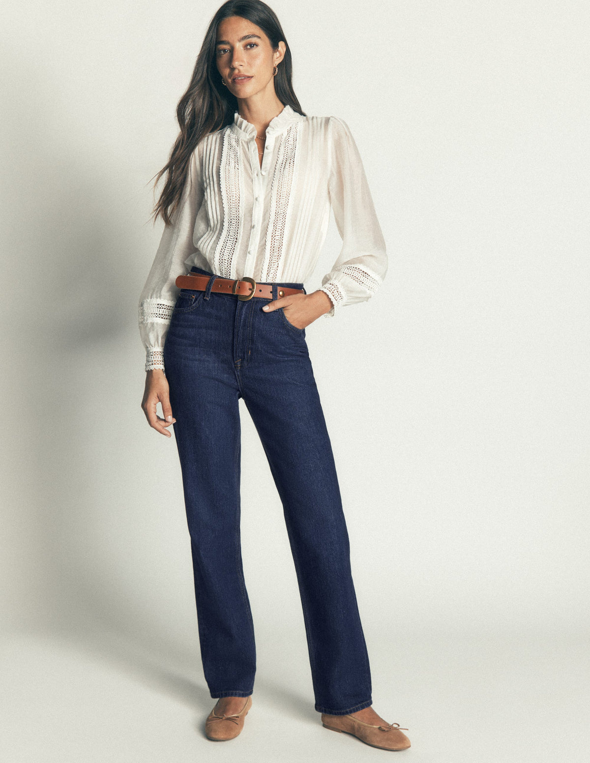 Tapered Leg Jeans-Indigo-1