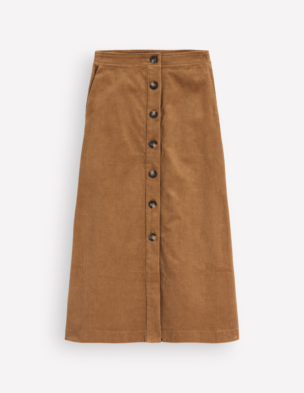 Val Button Cord Midi Skirt-Gingerbread-5