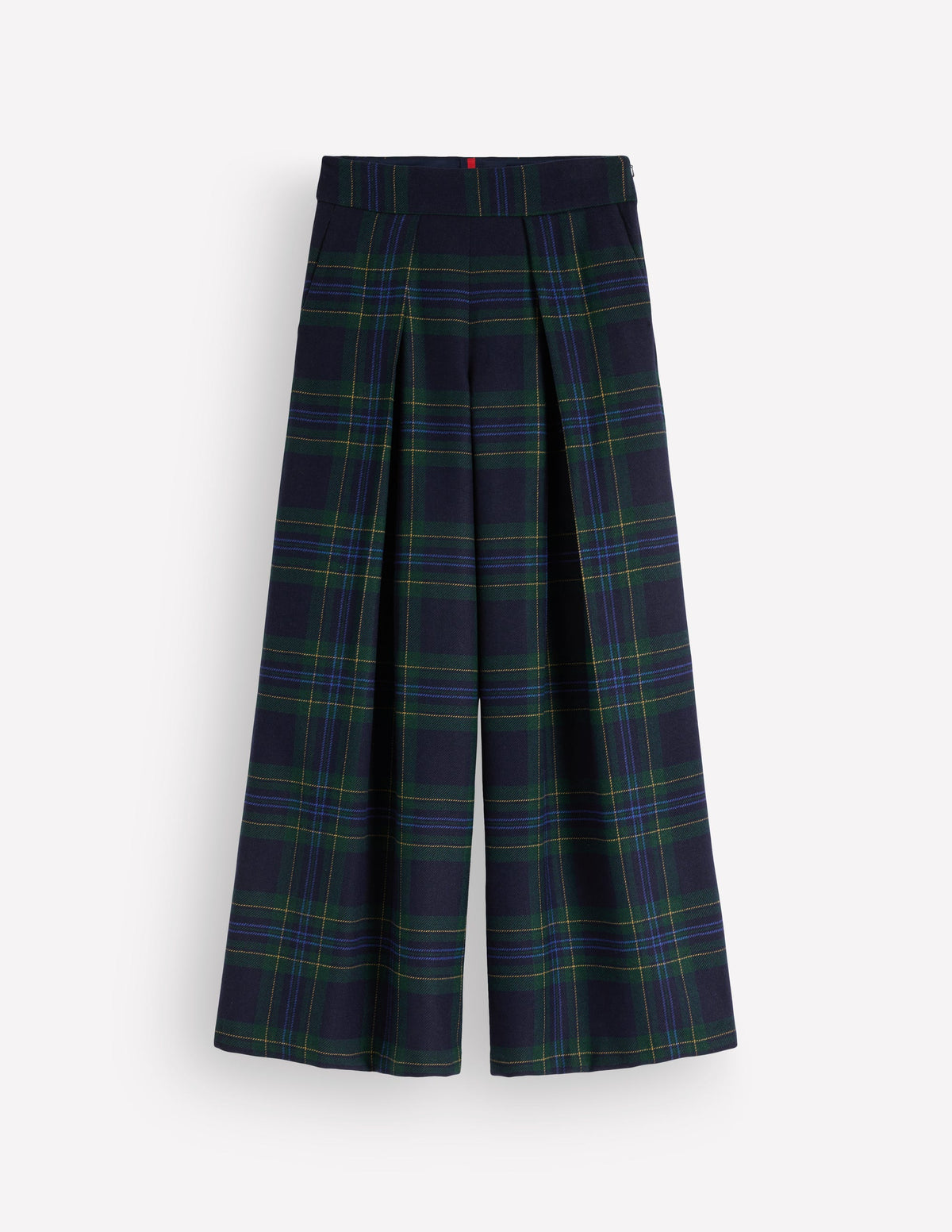 Wool Blend Pleated Culottes-Blackwatch-7