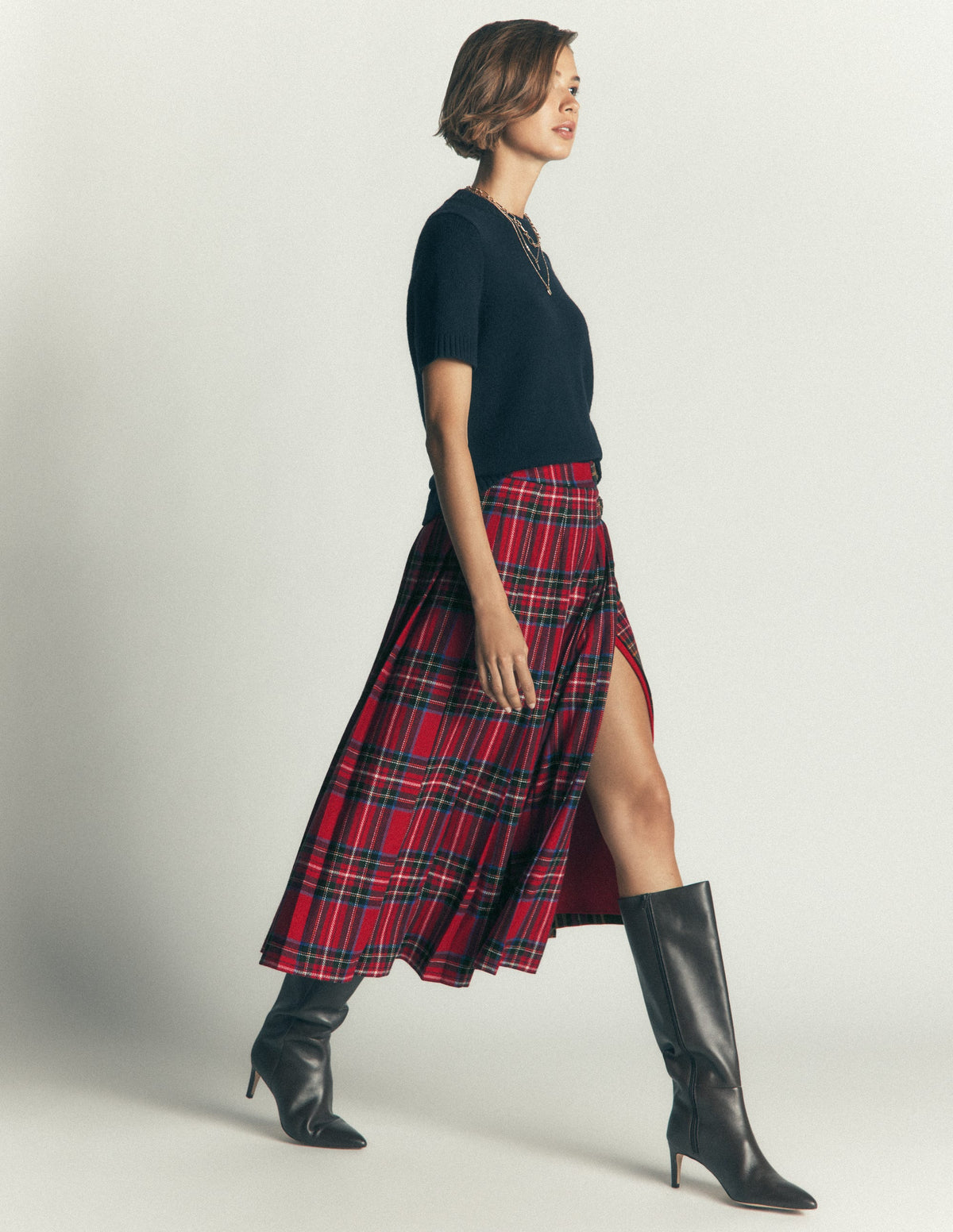 Pleated Midi Kilt-Hotch Check - Image 5