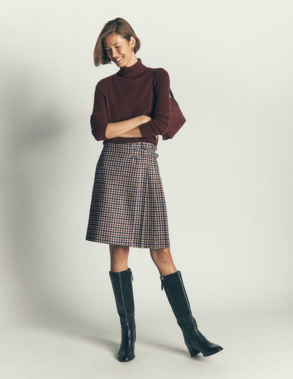 Vera Double Buckle Kilt-Ivory, Blue, Maroon Check - Image 4