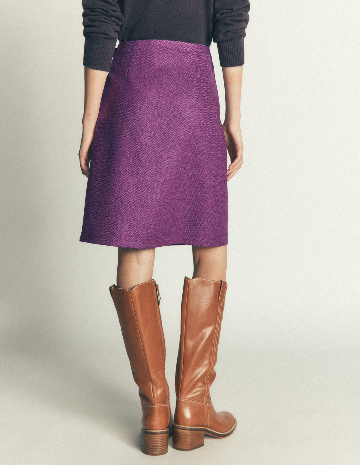 Vera Double Buckle Kilt-Purple Herringbone - Image 3