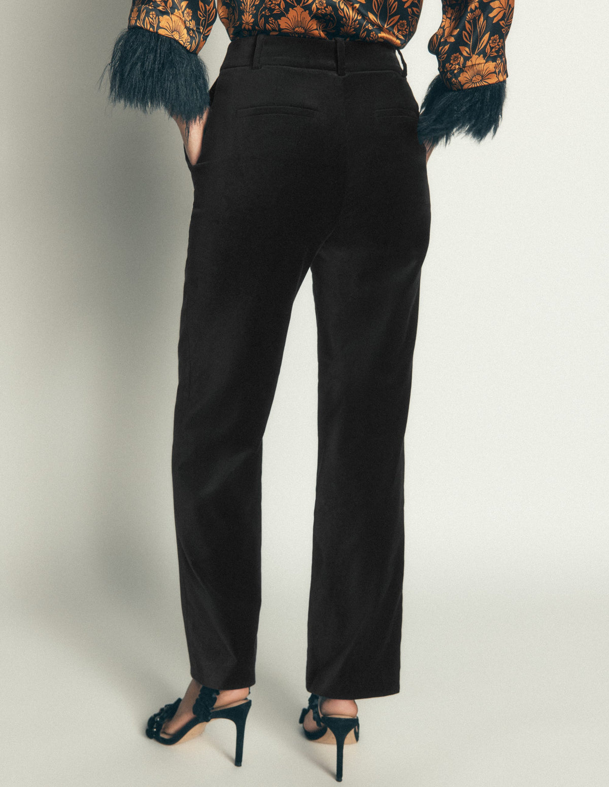Canonbury Velvet Trousers-Black - Image 4