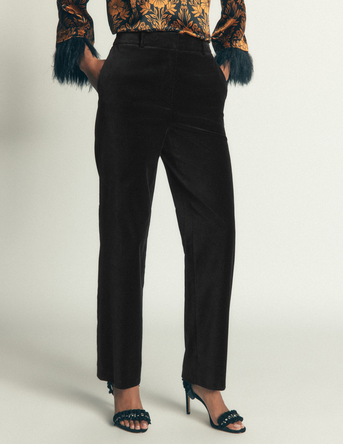 Canonbury Velvet Trousers-Black-5