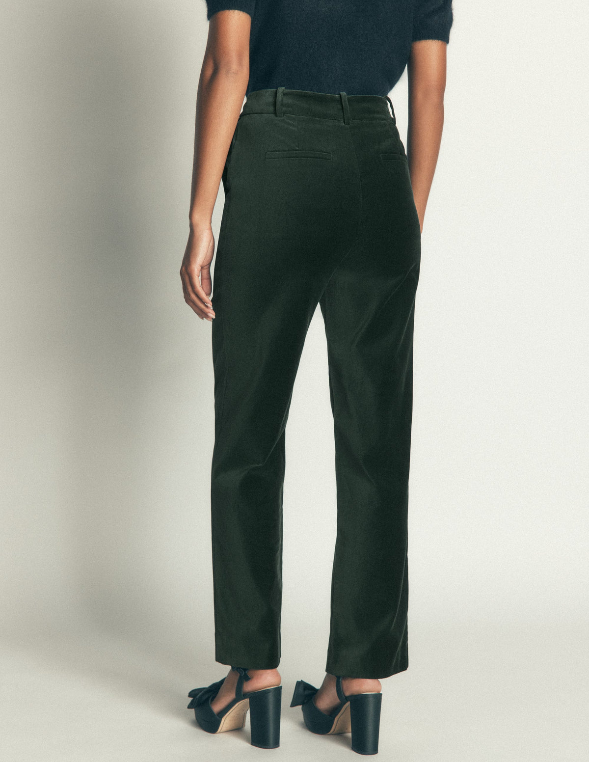 Canonbury Velvet Trousers-Midnight Emerald-3