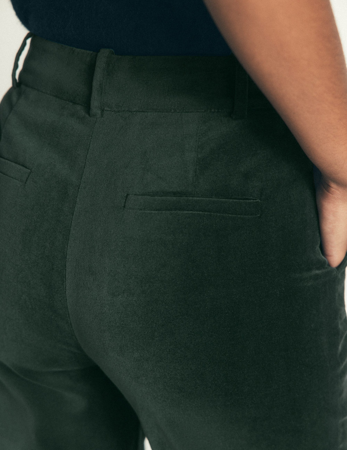Canonbury Velvet Trousers-Midnight Emerald-5