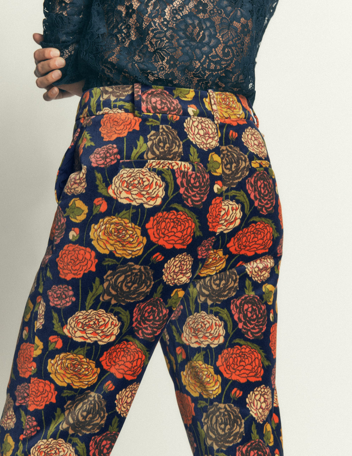 Canonbury Velvet Trousers-Floral Print - Image 3