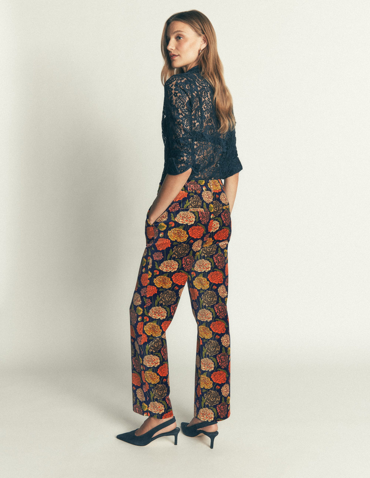 Canonbury Velvet Trousers-Floral Print - Image 4