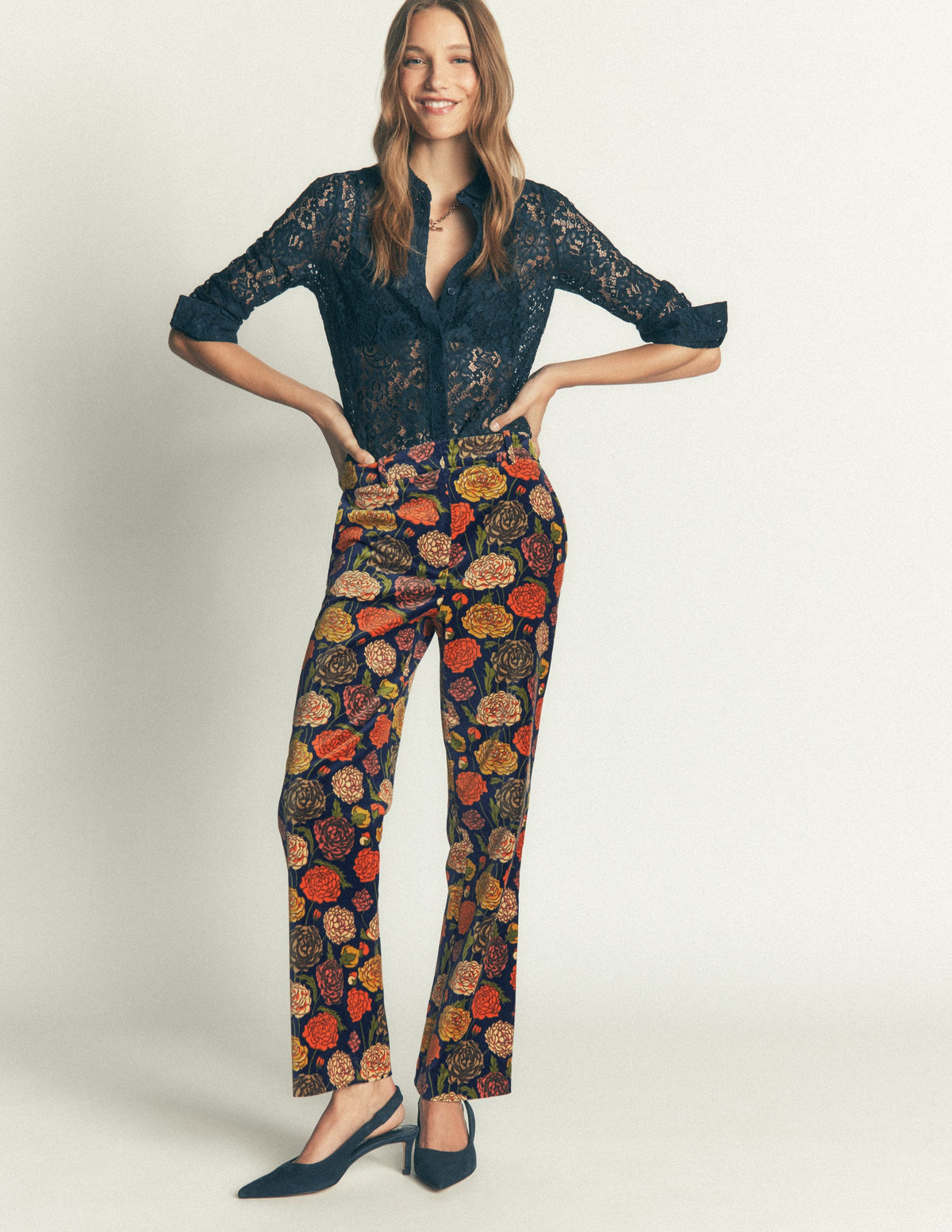 Canonbury Velvet Trousers-Floral Print-5